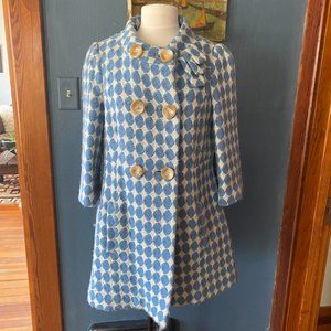 Leifsdottir for Anthropologie Vintage blue polka dot coat.